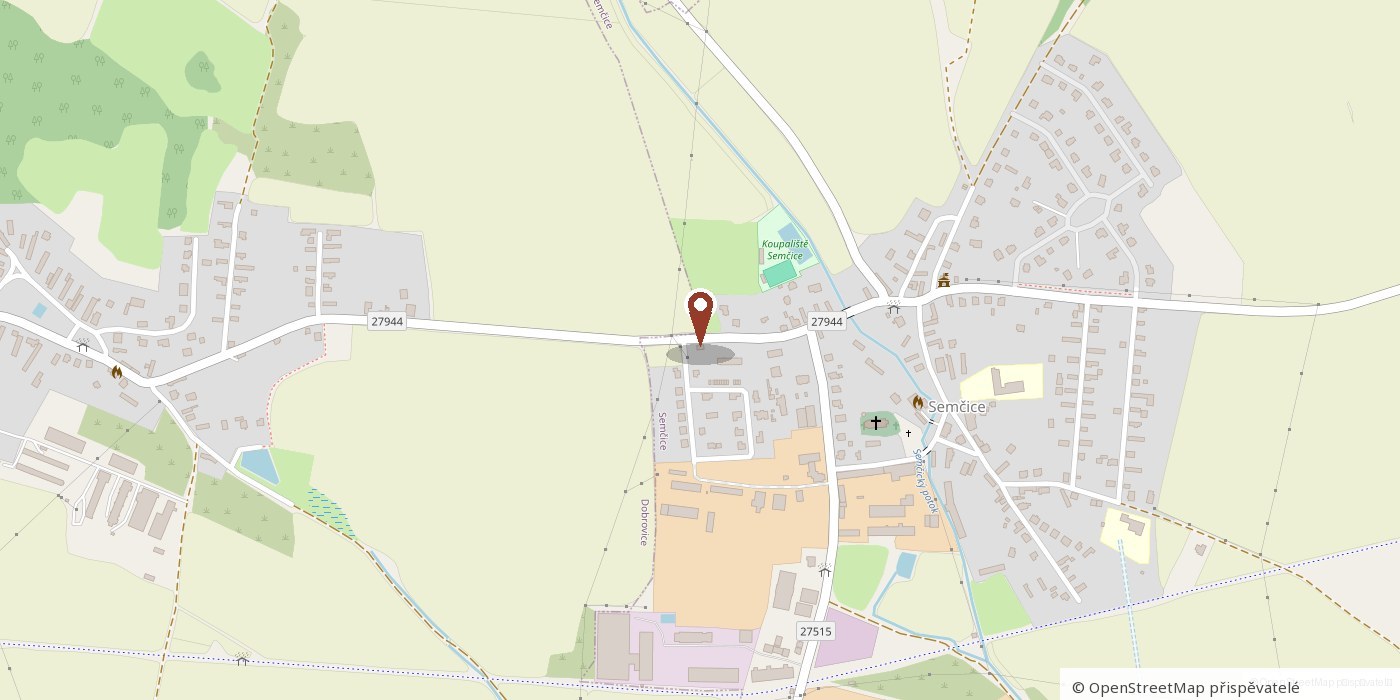 Mapa s vyznačenou adresou Semčice 253, 294 46 Semčice